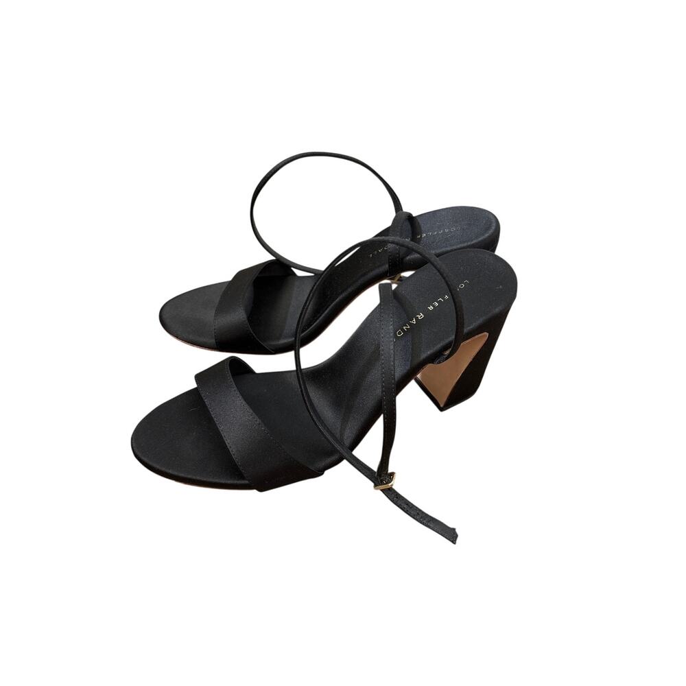 Loeffler Randal Black Satin Strappy Pump Sz 7.5
